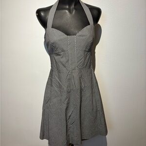 Laundry By Shelli Segal Black and White Halter Mini Sundress